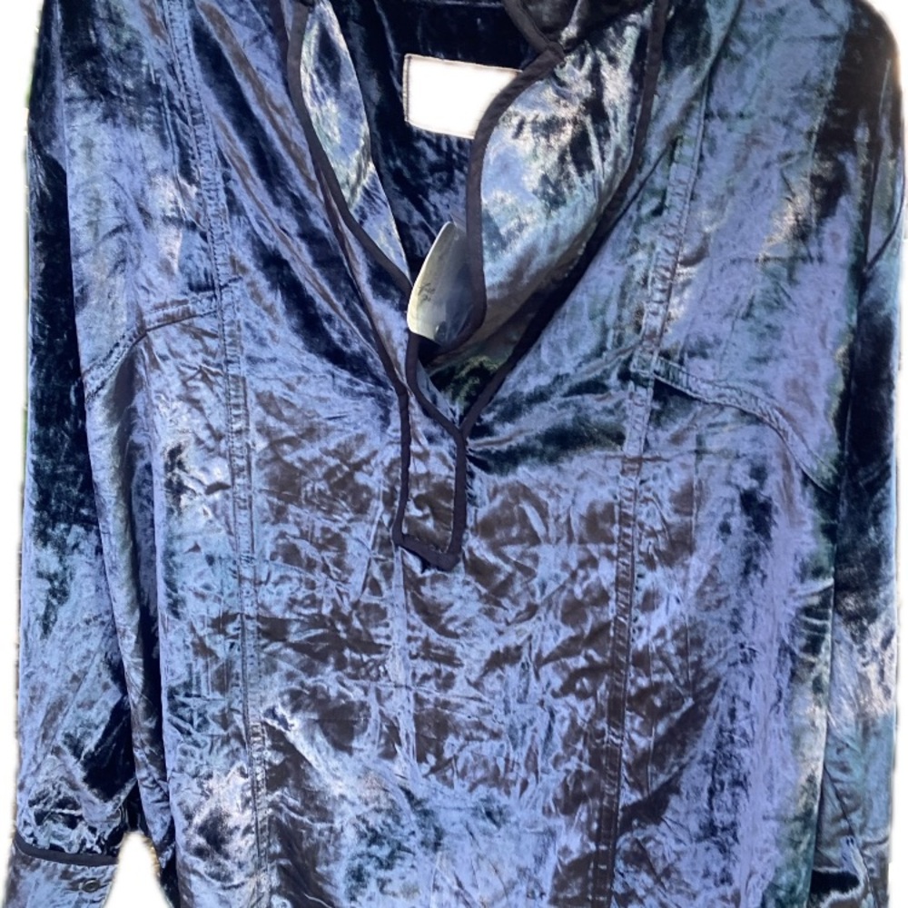 Free People Shimmering Blue/ Puple Velvet Blouse